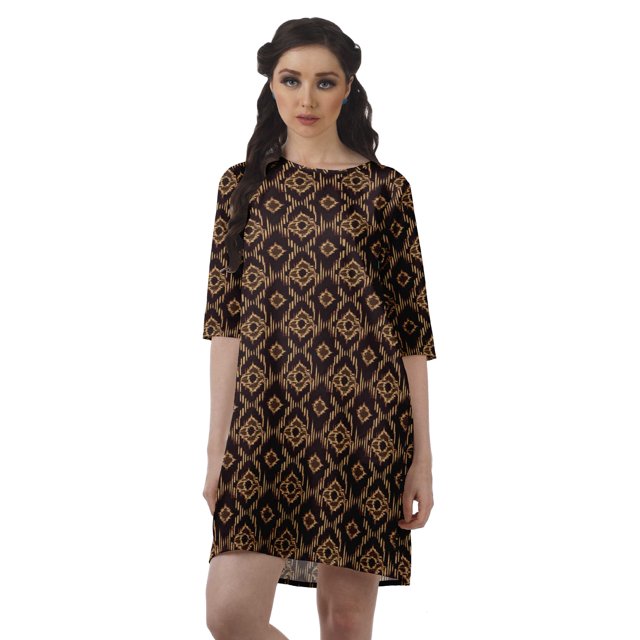 Moomaya Robes Courtes d'Été pour Femmes Imprimées Coupe Droite en Georgette Mousse Robe Évasée