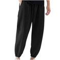 thumbnail image 1 of Mens Pants, Mens Solid Color Pocket Drawstring Casual Youth Versatile Sports Oversized Pants, 1 of 6