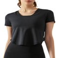 thumbnail image 1 of Femmes Entraînement T-Shirts Manches Courtes Ourlet Courbé Yoga Tops, 1 of 6