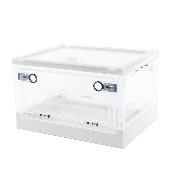EGNMCR Storage Bins With Lids - Storage Bins, Plastic Storage Bins For Closet Organizer, 28L Folding Storage Box, Stackable Toy Storage Bins Storage Jar