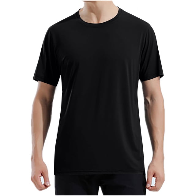 cfhntfmh Short Sleeve Shirts for Men Big and Talls Quick Dry Breathable T-Shirts Basic Solid Workout Athletic Tees