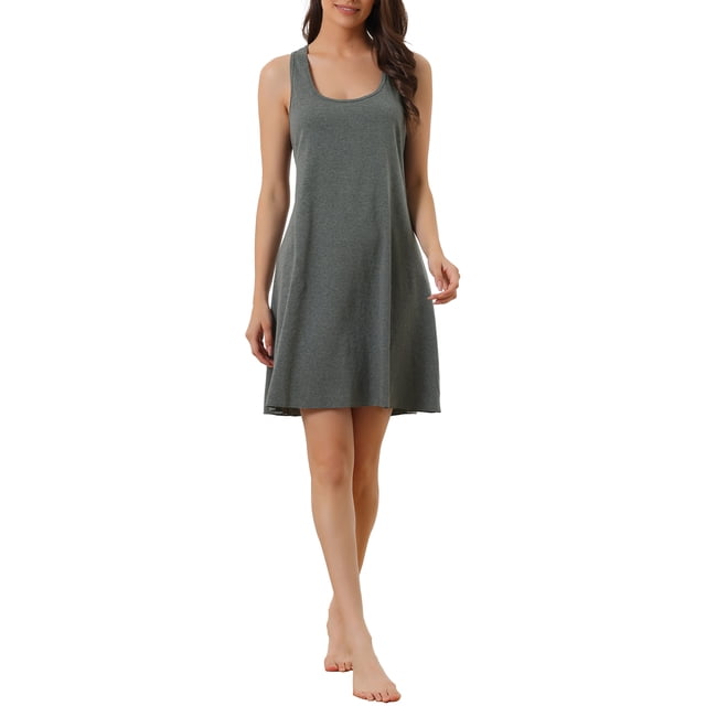 INSPIRE CHIC Nuisette Débardeur pour Femme Dos Nageur Sans Manches Printemps Été Robe-Chemise Tenue d'Intérieur Chemise de Nuit TP Gris Foncé