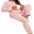 thumbnail image 4 of Peluche de Femmes de Couleur Unie à Manches Longues et Pantalons Pyjamas Ensembles Hiver Chaud Femmes Cadeau, 4 of 7