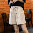 thumbnail image 2 of Mode Femme Short Décontracté Uni Taille Haute Ample Bandage, 2 of 9