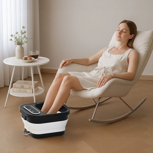 MaxKare Collapsible Foot Spa Bath Massager with Heat Bubbles