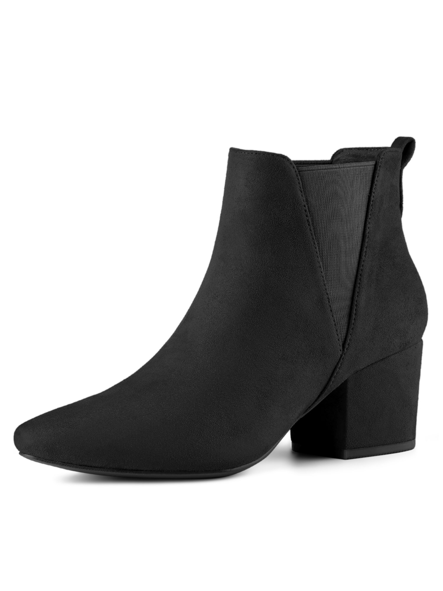 BLISSFUL STEP Women's Boots Pointed Toe Block Heel Chelsea Ankle Boots Black 9