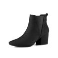 thumbnail image 1 of BLISSFUL STEP Bottes pour Femmes Bout Pointu Talon Bloc Bottines Chelsea Noires 9, 1 of 8