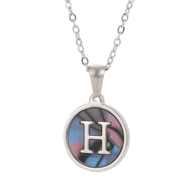 Colliers, Collier Lettre Coquille Mignonne pour Filles, Pendentifs Pièce pour Filles en Acier Inoxydable Colliers Initiale pour Femmes Bijoux Rond