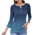thumbnail image 2 of RXIRUCGD Women's Fashion Casual Gradient Loose Button Tops, Navy, Size: S, 2 of 5