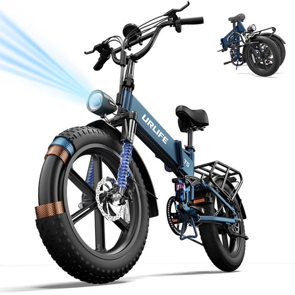 URLIFE 1500W Vélos Électriques pour Adulte, Pneu Grand 20 Pouces 4.0 Ebike, Batterie Amovible 48V 13Ah, Shimano 7 Vitesses Max 28 Mi/h Vélo de Montagne - Gris Bleu, UL2849