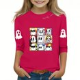 thumbnail image 2 of MKOSPLRT T-Shirts d'Halloween pour Enfants Filles Garçons Manches 3/4 Hauts Col Rond T-Shirts Graphiques Amusants Décontractés Amples T-Shirts de Sortie T-Shirts de Rentrée, 2 of 4