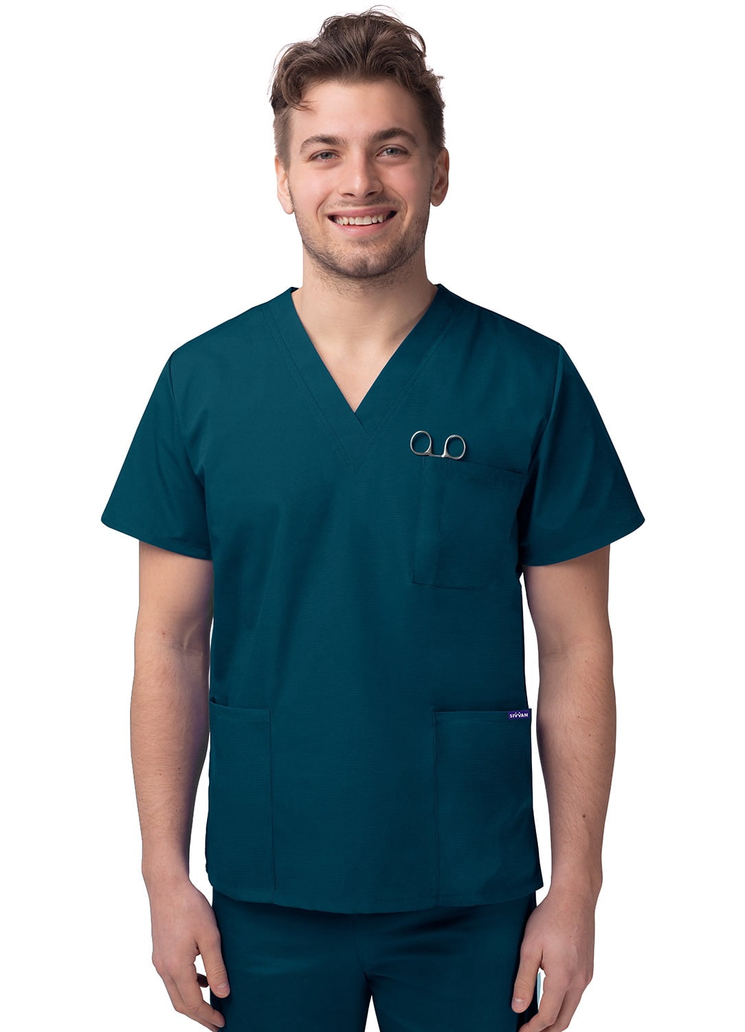 Sivvan Unisex V-Neck 3 Pocket Scrub Top (Available in 15 Colors)