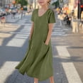 thumbnail image 2 of Tranfacy Robe d'Été pour Filles, Robe Maxi pour Jeunes Filles, Robe à Manches Courtes pour Fille, Robe de Princesse à la Mode et Mignonne, Robe Respirante Douce et Confortable, 2 of 4