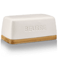 thumbnail image 1 of Bouclair White Ceramic & Wood Butter Dish, 1 of 10