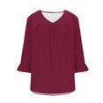 thumbnail image 5 of Timegard Plus Size Tops for Women V-Neck Ruched Ruffle 3/4 Sleeve Comfy Tee Shirts Casual Loose Tops, 5 of 5