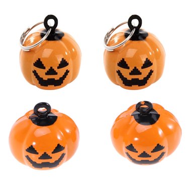 KAKOWELY 4pcs Pumpkin Shape Jingle Bells Cartoon Pendant Pet Necklace Accessories for Halloween Decoration (Orange),0.75"X0.75"X0.71"
