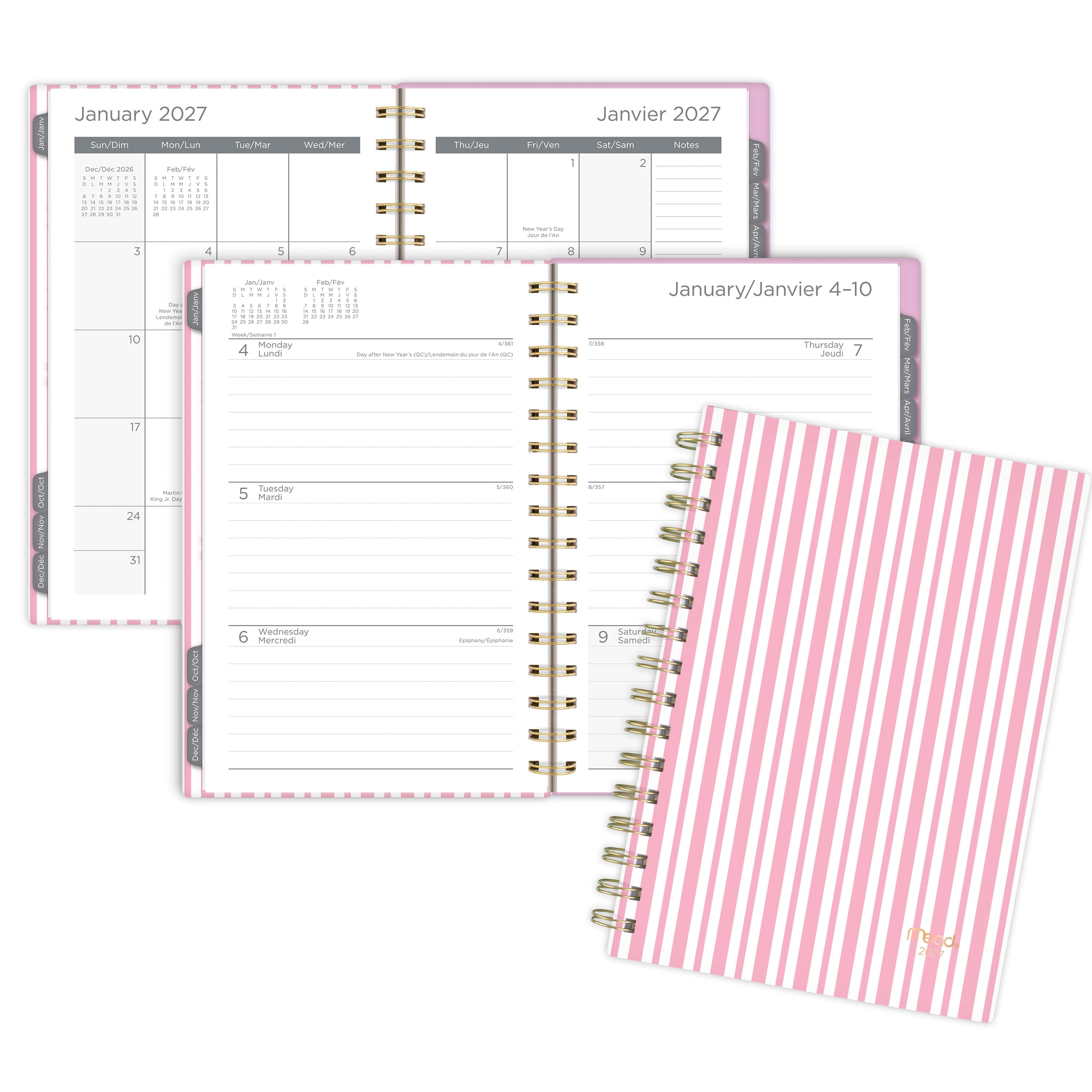 2027 Mead® Sugar Stripe Weekly/Monthly Planner Small