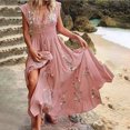 thumbnail image 1 of Robe d'Été pour Femmes 2024 Mode Grande Taille Imprimée Col en V Bohème Ventilée Sexualité Robe Flottante Rabais de 50 % Liquidation!, 1 of 6
