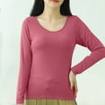 thumbnail image 2 of AherBiu Hauts Grande Taille pour Femmes Automne Manches Longues Haut de Pyjama Doux avec Soutien-Gorge Intégré Col Ras du Cou T-Shirts de Pyjama Confortables, 2 of 7