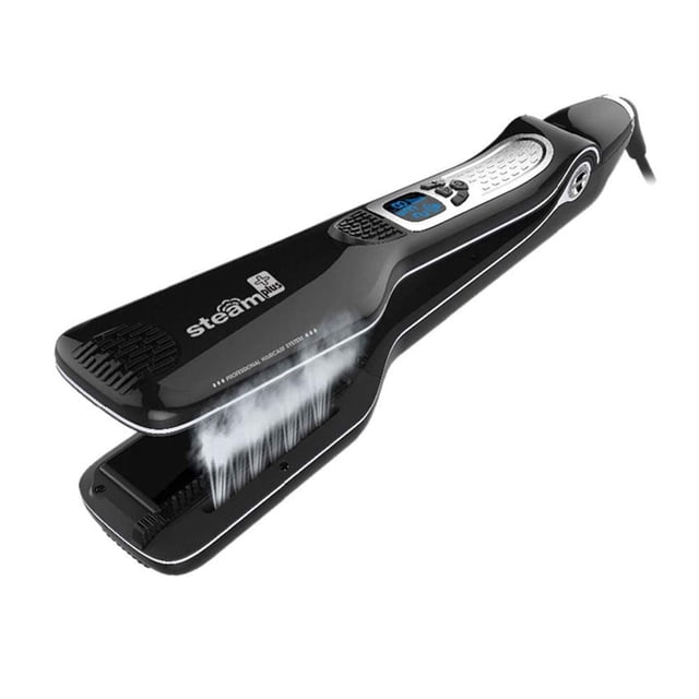 Salon Steam Hair Straightener Professional Nano Titanium Ceramic Steam Flat Iron with Removable Comb+Digital LCD+5 Level Adjustable Temperature+Auto Temperature Lock, Black
