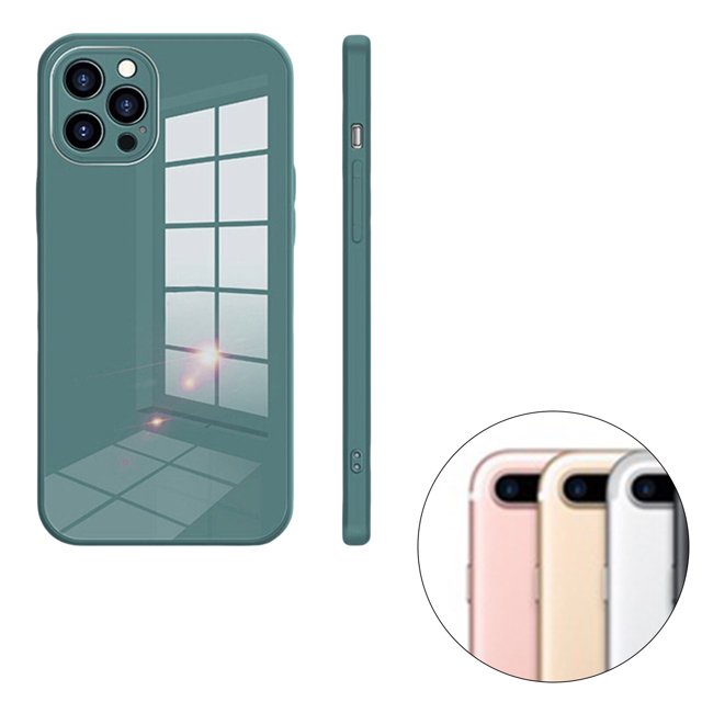 ziyahi Glass Back Phone Covers with Solid Color Full Rugged Bumper Anti-Slip Design for Iphone 7P/8P/7/8/XS Max/XR/X/XS