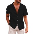 thumbnail image 1 of BOBOGOJP Men Summer Button Down Shirts Slim Fit Short Sleeve Athletic Fit Solid Button Down Shirts,Black 3XL, 1 of 4