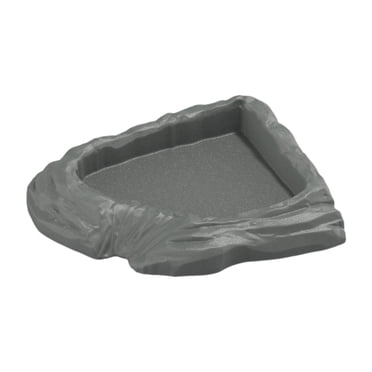 Milaget corner Terrarium Bowl Reptile Feeding Dish, Decorative Turtle Water Dish, Reptile Bathing Pool for Chameleon, Bearded Dragons gray