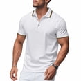 thumbnail image 1 of Weiqiqre Men Shirts Short Sleeve Button Down Shirts Classic Stripe Golf Polo Collared Work Shirts, 1 of 9