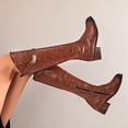 thumbnail image 1 of LSLJS Handsome Belt Buckle Rider Mid Heeled Fleece Mid High Women, 1 of 6