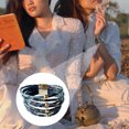 thumbnail image 4 of yingyy Bracelet Multi-layers Magnetic Buckle Leather Multi-colored Leopard Print Bangle Party Decoration Wristband Jewelry Blue 1Set, 4 of 6