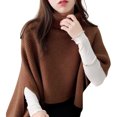 thumbnail image 1 of Baohd Knit Pullover Turtleneck Sweater Winter Coat Fashionable Irregular Solid Color Knit Sweater Knit Top coffee, 1 of 6