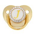thumbnail image 1 of XZNGL Pacifier Clips Baby Girl Baby Pacifier 26 Letter Name Initials Clip Silicone Baby Pacifier Golden Shiny Newborn Pacifier Silicone Pacifier Clip, 1 of 3