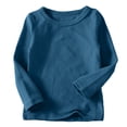 thumbnail image 1 of DPTALR Toddler Kids Boys Girls Shirts Solid Color Round Neck Long Sleeve Top, 1 of 5