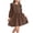 Brown, variant on SBYOJLPB Children's Dress Solid Color Long Sleeved Round Neck Dress Girls' Casual and Comfortable Dress