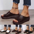 thumbnail image 1 of TrendOFT Womens Footbed Sandals Casual Retro Solid Color Spring And Summer New Pattern Slip On Wedge Comfortable Soft Soled Shoes Womens Flat Sandals Brown 37, 1 of 9