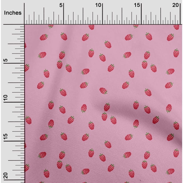 oneOone Viscose Jersey Fabric Raspberry Fruit Fabric Prints by Yard 60 Inch Wide