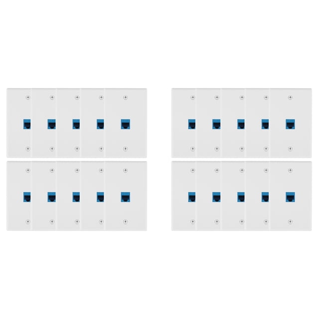 20 Pieces Ethernet Wall Outlet Plate Cat6 RJ45 Wall Plate Jack Female to Female Ethernet Inline Coupler Plates Ethernet
