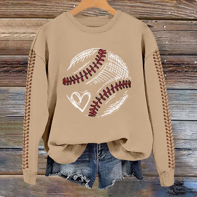 IMENGL Spring baseball print crew neck hooded sweatshirt long, Yellow 2XL, Size M-2XL