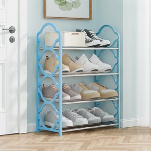 Dvkptbk Étagère de chaussons pour placard, Organisateur de chaussures pour placards de chambre, Étagères de chaussures d'étage pour rangement en entrée, 4-Tier, bleu