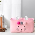 thumbnail image 4 of Rectangular Fabric Storage Bin Box Laundry Basket with Bunny Prints for Nursery Storage, Storage Hamper, Gift Baskets Fabric Storage Cube Storage Bin Toys Organiser Home Fabric Basket-Pink, 4 of 6
