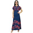 thumbnail image 2 of Bimba Robe Longue en Georgette Bleu Marine à Manches à Imprimé Floral pour Femme-12, 2 of 8