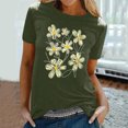 thumbnail image 2 of KIHOUT Nouveau Haut de Mode d'Été pour Femmes 2025, T-Shirt à Manches Courtes à Col Rond Décontracté à Imprimé Floral Vert Armée TG, 2 of 5