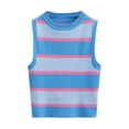 thumbnail image 1 of Dealovy Débardeurs pour Femmes Été Côtelé Court Ajusté Rayé Sans Manches Col Rond T-Shirts, 1 of 4