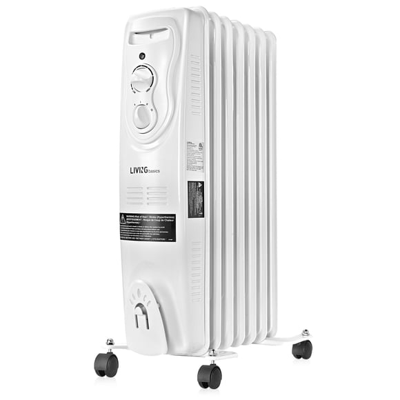 1500W Oil Filled Radiator Heater, Electric Portable Space Heater with Adjustable Thermostat 3 Heat Settings and Overheat Protection