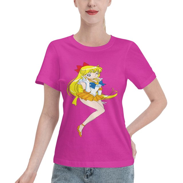 T-Shirt Basique à Manches Courtes pour Femmes Sailor Moon Aino Minako