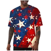 Independence Day T-Shirt for Men, Short Sleeve Round Neck Casual Loose Fit Sports Top with Print, Breathable