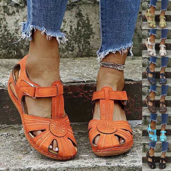 TrendOFT Women Sandals Summer 2025 Closed Toe Comfort Dressy Fisherman Casual Bohemia Ankle Strap Slip Hollow Out Outdoor Wedges With Arch Support Beach Shoe Sandale Plateforme Femme Black 38