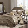 thumbnail image 1 of Madison Park Bellagio 5 Piece Jacquard Bedspread Set Brown Queen, 1 of 4