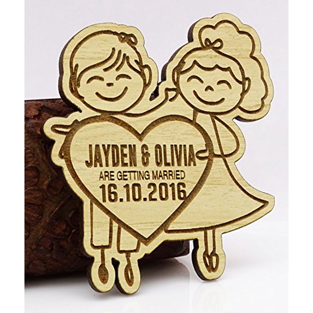 50 Save The Date Wooden Magnet Custom Engraved Wooden Magnet Rustic Wedding Announcements Idea