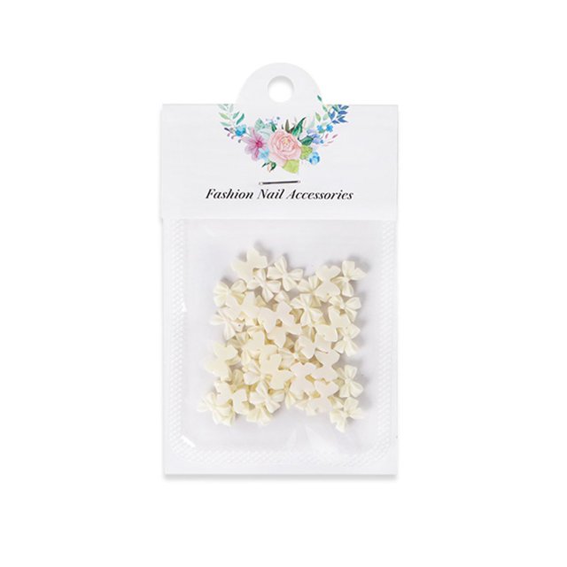 50Pcs Manicure Decor Three-dimensional Non-Fading Anti-drop Flat Base DIY Resin Bow Fingernail Manicure Decoration Manicure Store Supply